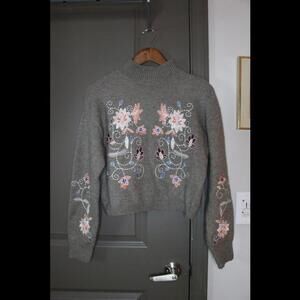 Francesca's Embroidered Knit Sweater – Cozy & Chic